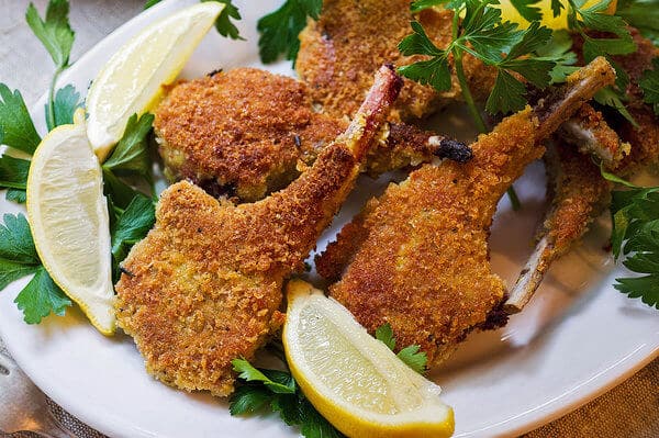 Lambalærissneiðar í raspi